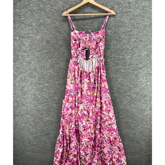 Unbranded Dress Women M Medium Pink Floral Maxi Long Sleeveless Square Neck - Picture 2 of 3